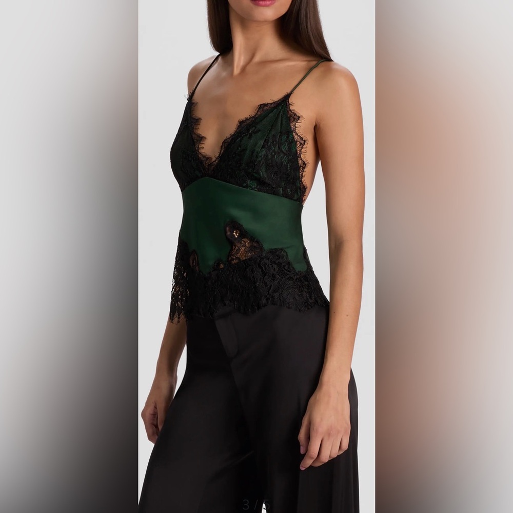 Alice + Olivia Claudia V Neck Lace Slip Top - Picture 5 of 13